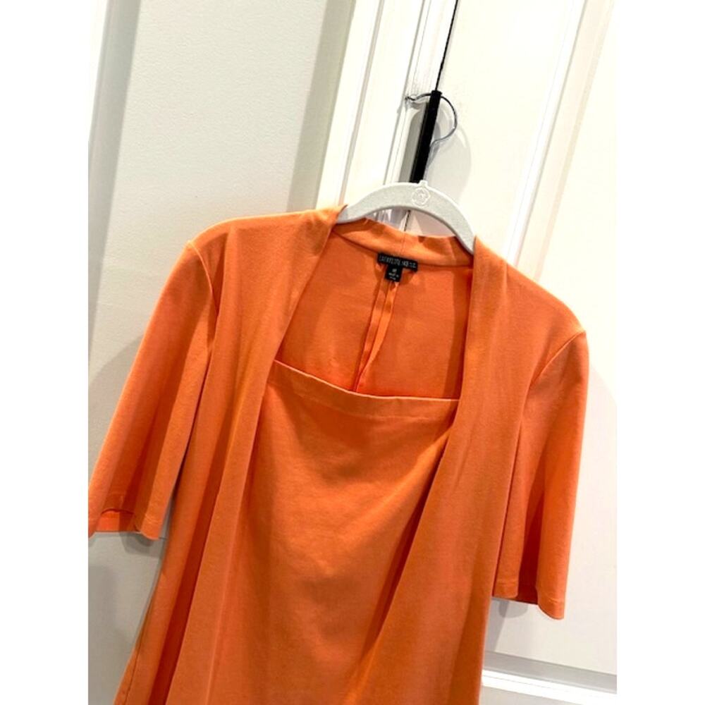 Lafayette 148 New York Square Neck Cotton Top 3/4 Sleeves Size: Medium Orange - Picture 2 of 7